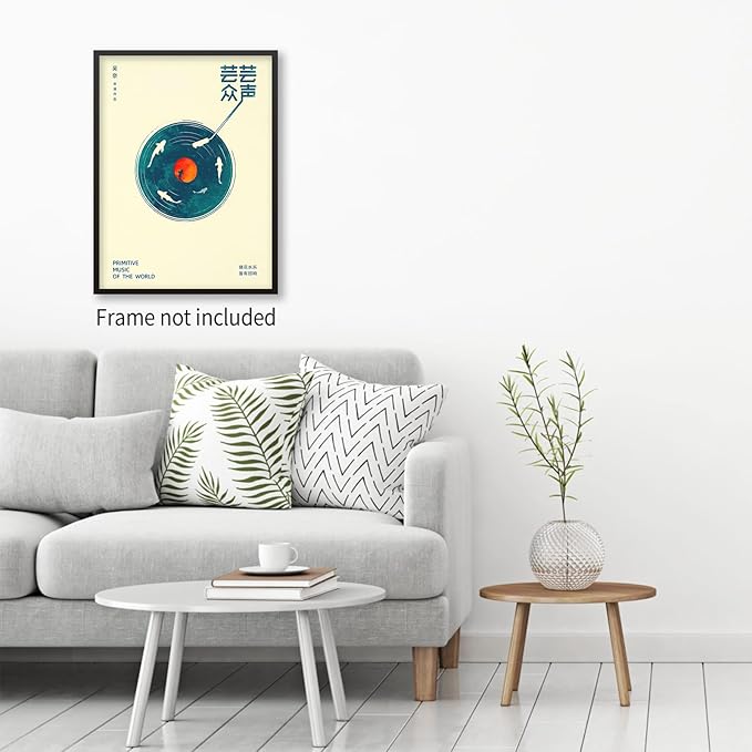 Podafu Japanese Wall Art - Retro Music Poster - Modern Ukiyo-e Decor - Unframed Canvas Print - Bedroom & Living Room Decor - 24x36in