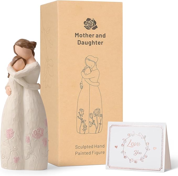 Gifts for Mom from Daughter - Sculpted Hand-Painted Mother and Daughter Figurines, Perfect for Birthday, Mother's Day, Thanksgiving and Christmas.