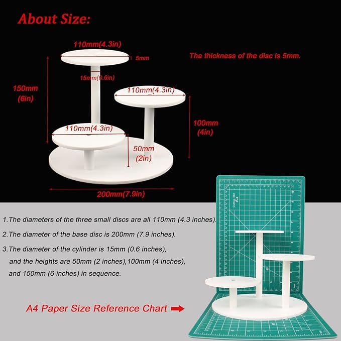 White Risers for Display Frosted Acrylic Table Display Stand for Figure and Succulent Plants Small Round Risers for Decor 3 Tier 1 Pack