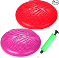 2 Pcs Wiggle Seat Inflated Wobble Cushion Flexible Balance Disc with Air Pump for Core Stability Strengthening Improving Posture Physical Exercise