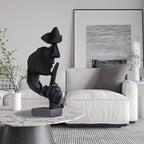 aboxoo Thinker Statue, Silence is Gold Abstract Art Figurine, Modern Home Resin Sculptures Decorative Objects Piano Desktop Decor for Creative Room Home, Office Study Decor (Large Black)