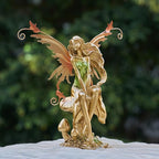 Resin Fairy Statue Elegant Fantasy Decor, Hand-Painted Angel Figurine Graceful Fairy Sculpture for Bookshelf, Mantel, Indoor Outdoor Decor, Thoughtful Gift for Women, Girls (Sitting)