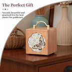 Wooden Jewelry Box for Women 4 Tier Walnut Wooden Jewelry Box with handle (Butterfly Prints A)