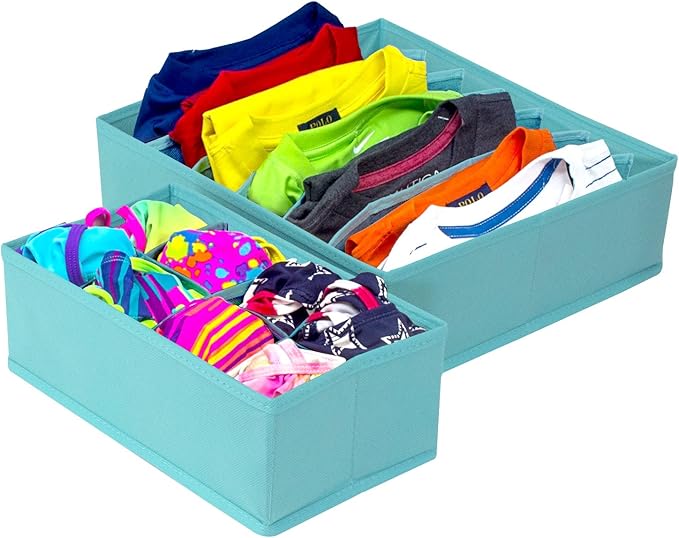 Sorbus® Set of 4 Foldable Drawer Dividers, Storage Boxes, Closet Organizers, Under Bed Organizer (Aqua)