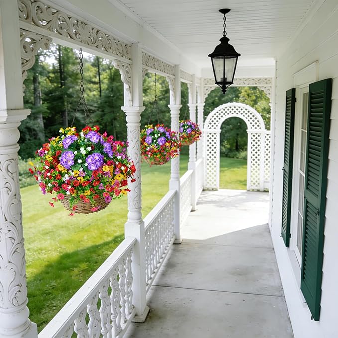 Artificial Flowers for Outdoors Faux Plants Outside Indoor,Realistic UV Resistant Silk Fake Geranium Daisy for Home Patio Garden Back Yard Front Poch Decor Spring Summer(12 Bunches)