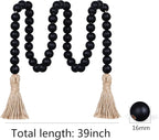 Meplait 39in Wood Bead Garland Farmhouse with Tassels,Versatile Prayer Beads Boho Chic Wall Hanging Home Decor (Black)