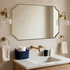 ANDY STAR 30"x55" Large Bathroom Mirror, Gold Scalloped Mirror for Bathroom, Brushed Brass Full Length Wall Mirror with Rust-Proof Stainless Steel Frame, Hangs Vertically or Horizontally