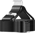 HOUSE DAY Black Wooden Hangers 20 Pack, Solid Wood Hanger with Non Slip Pant Bar, Heavy Duty Wooden Coat Hanger for Closet, Smooth Finish Wood Clothes Hangers for Shirts, Suits, Jackets, Dress