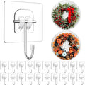 JUUBAOOPN Door Hanger Hook for Wreath, Fall Christmas Wreath Hanger Hold Up to 22 LB, Clear Outdoor Hanger for Home Decoration, Window Wreaths Hangers for Halloween Easter Day Decor