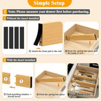 Bamboo Drawer Dividers,12-21" Adjustable Drawer Organizers for Clothes,Expandable Dresser Separators in Kitchen/Bedroom/Bathroom/Vanity/Office Organization and Storage,4-Pack
