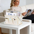 KEEGH Magazine Holder with 3 Pockets, Large Capacity Magazine Rack for Magazines, Books, Newspapers Magazine Basket for Living Room, Office, Study, Bedroom