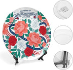 250th Anniversary Decorative Plates 10 Inch Modern Floral Patriotic Decorations Commemorative Plates with Stand Memorial Day 4th of July Veterans Day Home & Office