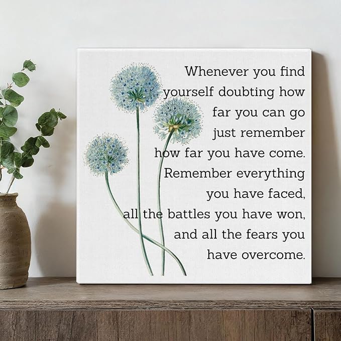 Motivational Quotes Wall Art Decor, Inspirational Graduation Decor Gift, Positive Canvas Posters Painting Artwork for Office Classroom Bedroom Home Decorations (8 X 8 Inches, Framed)