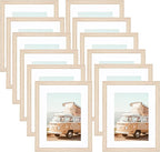 KTKDE 4x6 Picture frame Set of 12,Nature Woodgrain Photo Frame 3.5x5 mat or 4x6 Without Mat, 4 by 6 Tempered Glass small picture frames for Wall or Tabletop Home Decor best gift