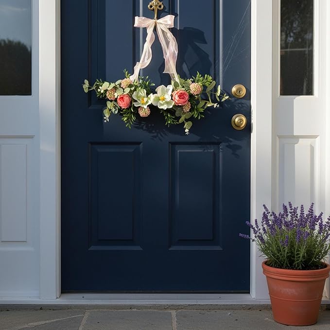 Artificial Floral Swag Front Door Swag Indoor Decorative Hanging Spring Wreath for Restaurant Birthday Holidays Apartment, JJ608