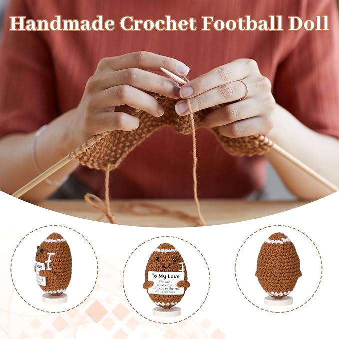 I Love You Gifts for Him,to My Love Handmade Crochet Football Doll Present for Him Her Boyfriend Girlfriend