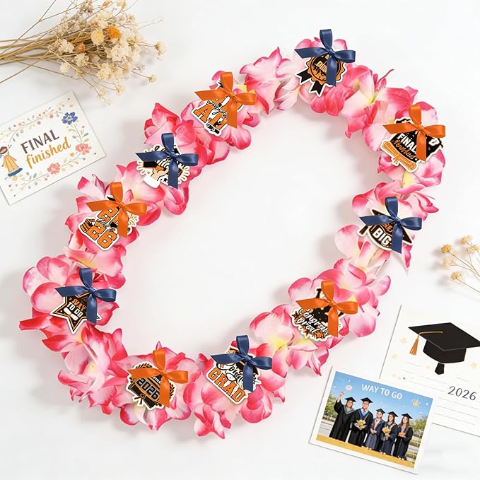 Leis for Graduation 2026, Artificial Flower Wreath with Cards Graduation Lays Gifts, Congrats Grad for High School