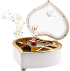 yarlung Ballerina Music Box for Valentine's Day Gift, White Heart Rotating Dancing Girl Gift Box for Jewelry, Trinket, Mother's Day Birthday