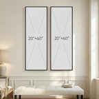 Long Narrow Framed Neutral Abstract Vertical Wall Art, Set of 2 Modern Canvas Prints Paintings Artwork for Walls, Black and Beige Minimalist Pictures Living Room Bedroom Hallway Entryway Wall Decor