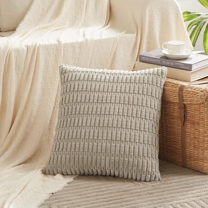 Fancy Homi 4 Packs Decorative Throw Pillow Covers for Living Room Couch Bed, Modern Farmhouse Boho Home Décor Accent Cushion Case, 16" x 16", Neutral