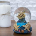 Elanze Designs Coral Reef Sea Turtles 100MM Sturdy Wind Up Musical Glitter Water Snow Globe Tabletop Dresser Nightstand Figurine Decoration Plays Tune Wonderful World