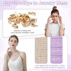 Dynoro Double-Sided Hanging Jewelry Organizer, Lavender Storage Roll for Earrings, Necklaces, Rings, 48 Pockets 21 Hooks, Durable Oxford Fabric for Closet, Wall, Door, 1 piece, Jewelry Not Included