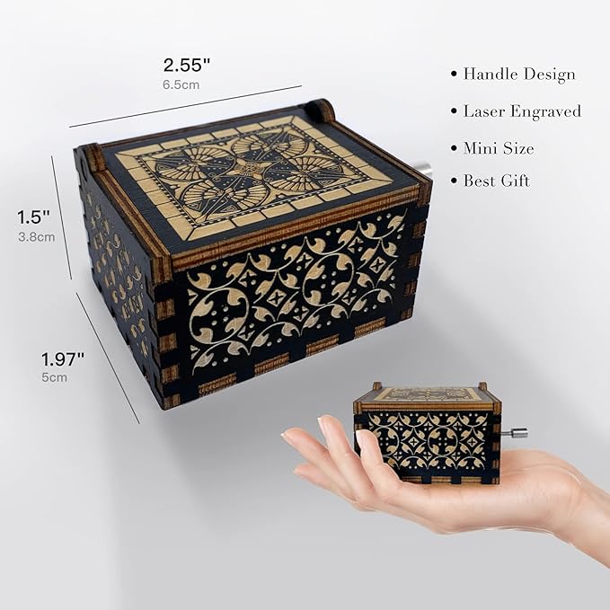 Sunflower Music Box Gifts for Dear Mom from Son on Birthday Christmas Mothers Day You are My Sunshine Hand Crank Engraved Wooden Musical Boxes Black