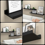 Boswillon 35.4 Inches Long Floating Shelves Wall Mounted, 2 Set Modern Black Wall Shelf for Bedroom, Nursery Book Shelf with Lip, Picture Ledge Shelf for Decor Living Room Bathroom Kitchen- Black