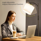 SUNMORY Arc Floor Lamp, Modern Floor Lamp with Romote Control and Stepless Dimmable Bulb, Metal Standing Lamps with Hanging Lampshade for Living Room, Bedroom, Office (Black)