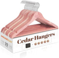 HOUSE DAY Cedar Hangers for Closet 20 Pack, Smooth Cedar Wood Hangers with Rings, 360° Swivel Hook, U-Shape Notched, Non Slip Pant Bar, Sturdy Wooden Clothes Hanger for Coats, Dresses, Suits