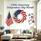 4th of July Decorations Outdoor Patriotic Wreaths for Front Door 250th Anniversary Decorations Red White and Blue American Flag Wreath (Red White Blue 2)