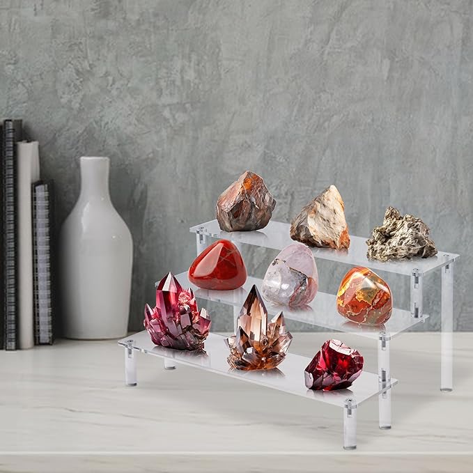 Acrylic Display Stand Risers, 3 Tier Perfume Stand Organizer, Clear Cupcake Stand Holder, Large Shelf Risers for Figures, Display Shelf for Collectibles, Dessert Shelves for Decoration and Organizer