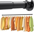 2 Pack Closet Rods for Hanging Clothes, 17-69 Inch No-Cut Stepless Adjustable Closet Rod, 1.3 Inch Heavy Duty Metal Closet Hanging Rod with Brackets, Black Closet Bar for Closet, Laundry Room, RV