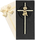 Tryuunion Baby Wall Cross Baptism Gifts for Boys and Girl, 7-inch Blessing Boy Baptism Crosses for First Holy Communion Christening and Dedication Baptismal Gifts (Gold Girl-7 in)
