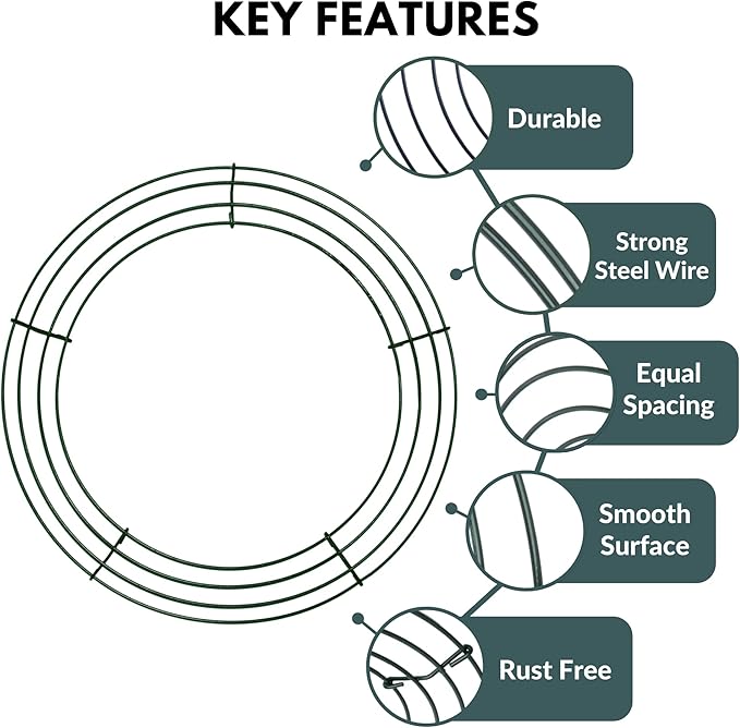 Pack of 2 12 Inch Wire Wreath Frame – Heavy-Duty Round Metal Wreath Form for DIY Crafts, Floral Arrangements, Christmas Wreaths, Holiday Decorations, and Wedding Home Décor Projects