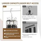 ZEDODIER 4 Pack Belt Organizer for Closet, Heavy-Duty Rotating Belt Hanger Rack Holds Multiple Belts, Hanging Space Saving Metal Belt Holder for Closet Storage, Silver