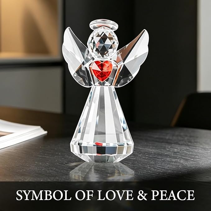 Crystal Guardian Angel Figurine Decoration, Glass Guardian Angel Statue Christmas Birthday Gifts for Girl Women Girlfriend Daughter, Art Collectible Figurines Home Decor (Angel -Clear)