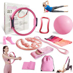 Home Workout Pilates Kit for Women, Better me Pilates Ring and Ball Set Essentials Equipment, with 5 Resistance Bands, Massager Roller, Yoga Starter Accessories for Toning Arms, Thighs & Core