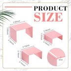Chuangdi 2 Sets Acrylic Display Risers, Product Stand, Jewelry Display Riser Shelf Showcase Fixtures for Dessert Cupcake Candy Figure Treat Action Showcase(Pink,Small Set)