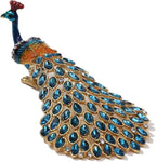 Enameled Peacock Jewelry Box - Hand Painted Collectible Figurine with Crystal Rhinestones, Women and Girls for Rings and Earrings Valentine Decor Gifts