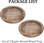 Hanobe Rustic Wooden Serving Tray: Set of 2 Round Wood Butler Decorative Tray Vintage Centerpiece Candle Holder Trays Farmhouse Ottoman Tray for Kitchen Countertop Home Decor for Coffee Table