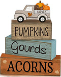 Lineshading 4 Pcs Fall Decoration for Home Fall Truck Decor Thanksgiving Tiered Tray Decor Thanksgiving Centerpiece Decorative Pumpkin Truck Block Signs Gift Farmhouse Autumn Table Decoration for Home