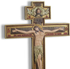 DevotedWalls 12" H Hand Painted Traditional Orthodox Cross for Wall,Byzantine-style Religious Crucifix,Traditional Christian Crucifix for Chapel,Church,Office and Home Decor,Orthodox Cross for Prayer Corner Hanging(Hand Painted in Full Color)