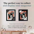 Creative Picture Frames 8 x 10.25 Magazine Frame with Full-Strength Glass, Holds Up To A 1/4" Thick Media with Installed Hangers for Easy Mounting, 11x14 Black Frame with White Mat