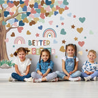 Adduster 108 Sheet Tree Bulletin Board Set - Classroom Tree Bulletin Board Set Heart Cutouts Classroom Bulletin Wall Decor Supplies for School Elementary Teacher Chalkboards (Bohemian)