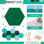 Mindsoft 16 Pcs Hexagon Cork Board for Walls with 50 Wooden Push Pins 6.7 x 5.9 in Felt DIY Tiles Notice with Nano Tape Hanging Bulletin Board for Home Photo Office Memo Note(Turquoise)