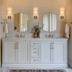 ANDY STAR Brushed Nickel Bathroom Mirror, 22"x30" Scalloped Wall Mirror in Stainless Steel Metal Frame, Unique Vanity Mirror with Modern Curved Edge Design, Ideal for Bathroom, Bedroom, Entryway
