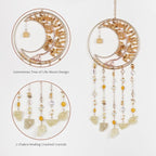 Yellow Gemstone Dream Catcher 7 Chakras Tree of Life Moon Dream Catchers with Healing Crystal Stones Handmade Suncatcher Dreamcatcher Wall Decor for Adults Living Room,Bedroom,Garden,Bless Gift