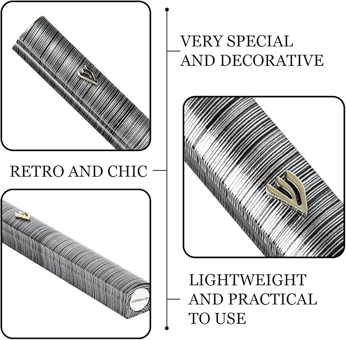 My Daily Styles Aluminum Mezuzah Case for Door Decorative Modern Mezuzah Case Contemporary Striped and Holder Doorpost Easy Installation 6.5" (Large Grey)