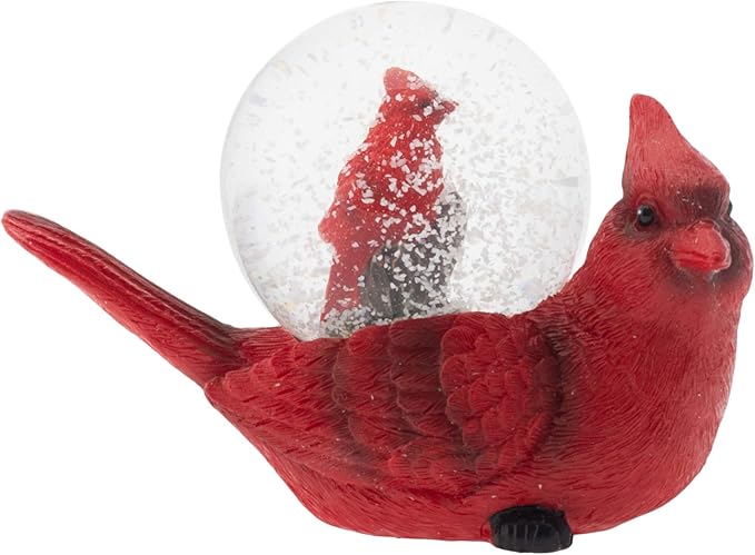 Elanze Designs Mommy Red Cardinal and Baby Magical Whimsical Tabletop Dresser Nightstand Figurine Miniature 45MM Sturdy Polyresin Glitter Water Snow Globe Decoration